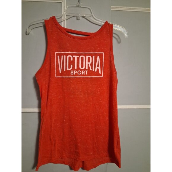 Victoria's Secret Tops - Victoria's Secret Sport Tank Top Size M Red Open Strappy Back Logo Workout Gym